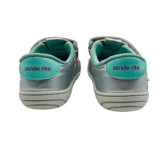 Stride Rite Soft Motion Silver Pink Flowers Shoes Sandals Size 5.5 - Picture 6 of 10